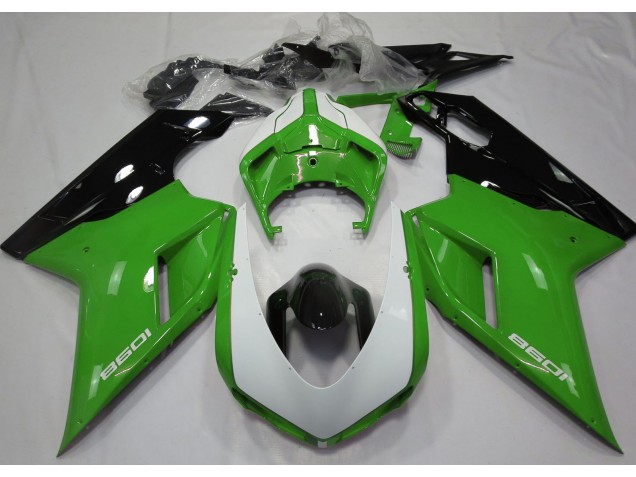 07-14 Gloss Green & White Ducati 848 1098 1198 Fairings 07-14 Gloss Green & White Ducati 848 1098 1198 Fairings