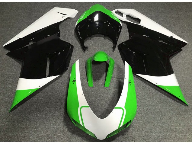 07-14 Gloss Green White and Black Ducati 848 1098 1198 Fairings 07-14 Gloss Green White and Black Ducati 848 1098 1198 Fairings