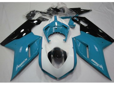 07-14 Gloss Light Blue & White Ducati 848 1098 1198 Fairings