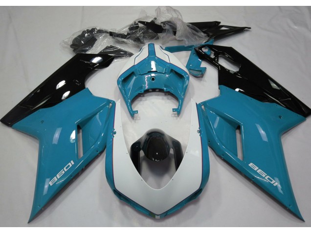 07-14 Gloss Light Blue & White Ducati 848 1098 1198 Fairings 07-14 Gloss Light Blue & White Ducati 848 1098 1198 Fairings