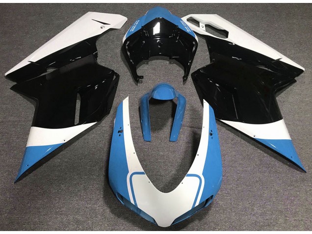 07-14 Gloss Light Blue White and Black Ducati 848 1098 1198 Fairings 07-14 Gloss Light Blue White and Black Ducati 848 1098 1198 Fairings
