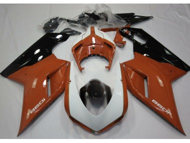 07-14 Gloss Orange & White Ducati 848 1098 1198 Fairings