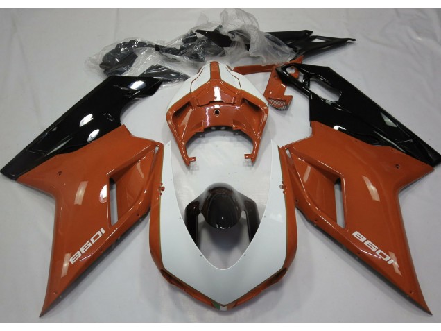 07-14 Gloss Orange & White Ducati 848 1098 1198 Fairings 07-14 Gloss Orange & White Ducati 848 1098 1198 Fairings
