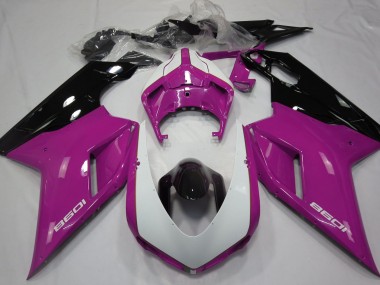 07-14 Gloss Pink & White Ducati 848 1098 1198 Fairings