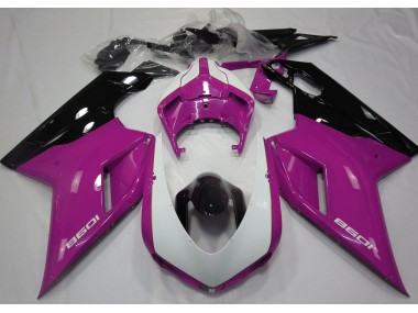 07-14 Gloss Pink & White Ducati 848 1098 1198 Fairings