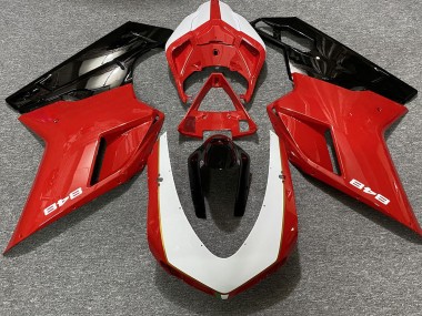07-14 Gloss Red & White (848 Sticker) Ducati 848 1098 1198 Fairings