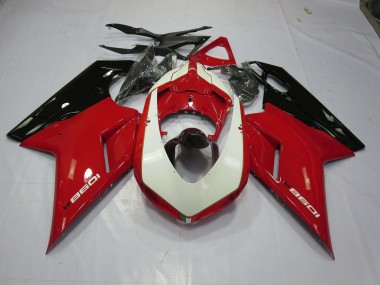 07-14 Red and White Ducati 848 1098 1198 Fairings