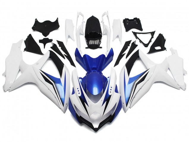 08-10 Gloss White With Silver and Blue GSXR 600-750 Fairings 08-10 Gloss White With Silver and Blue GSXR 600-750 Fairings