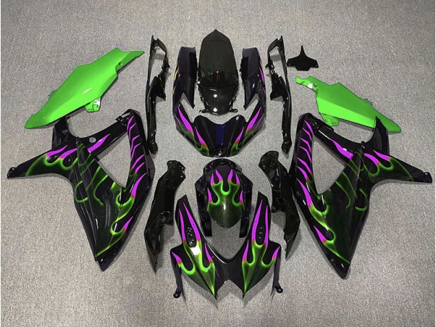 08-10 Green and Magenta Flame GSXR 600-750 Fairings 08-10 Green and Magenta Flame GSXR 600-750 Fairings