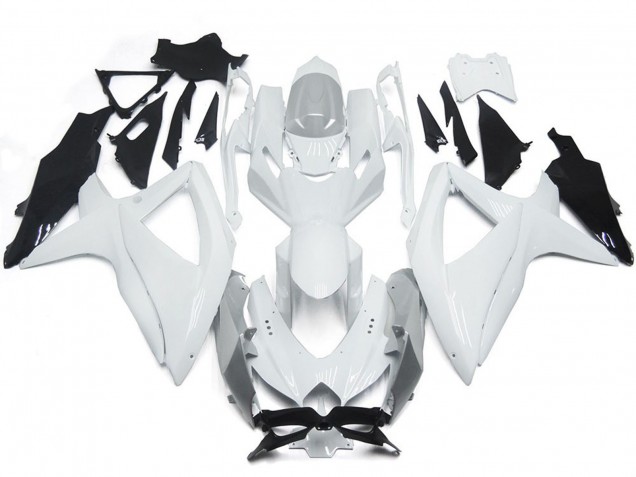 08-10 Shining Gloss White With Silver GSXR 600-750 Fairings 08-10 Shining Gloss White With Silver GSXR 600-750 Fairings