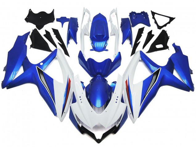 08-10 Shining Gloss White With Silver and blue GSXR 600-750 Fairings 08-10 Shining Gloss White With Silver and blue GSXR 600-750 Fairings
