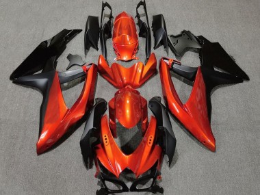 08-10 Vibrant Orange in Black GSXR 600-750 Fairings
