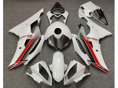 08-16 Gloss White Silver and Red R6 Fairings