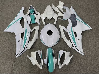 08-16 Gloss White and Teal R6 Fairings