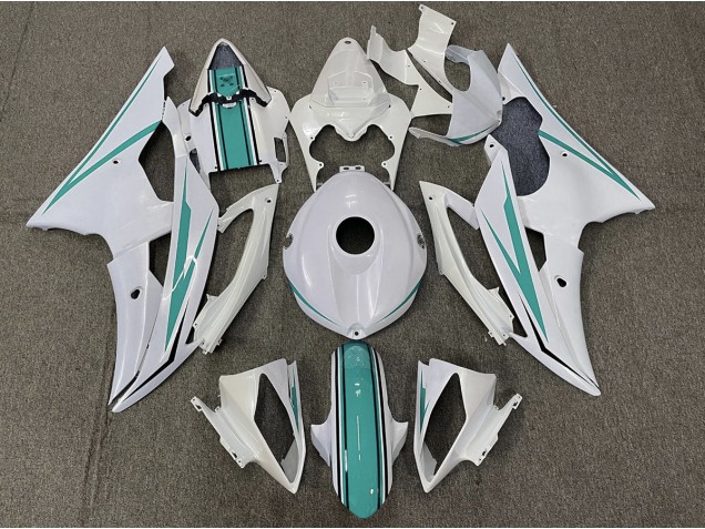08-16 Gloss White and Teal R6 Fairings 08-16 Gloss White and Teal R6 Fairings