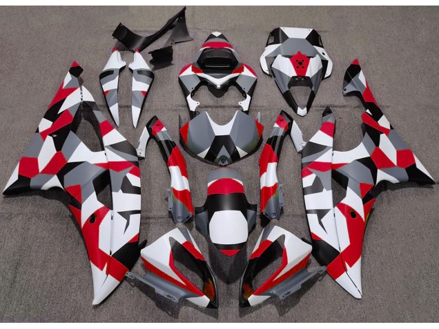 08-16 Red Camo Plain R6 Fairings