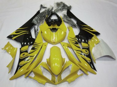 08-16 Yellow Flame Style R6 Fairings