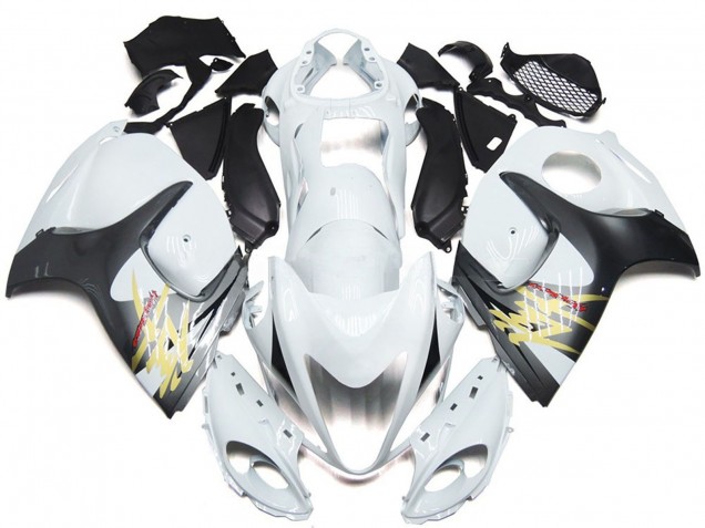 08-20 Gloss White with Silver Style GSXR 1300 Hayabusa Fairings 08-20 Gloss White with Silver Style GSXR 1300 Hayabusa Fairings