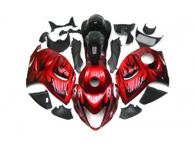 08-20 Vibrant Red with Black Flames GSXR 1300 Hayabusa Fairings