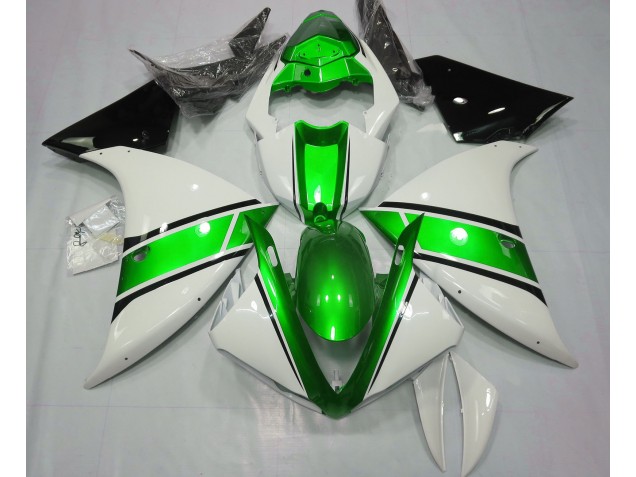 09-11 Gloss White and Metallic Green R1 Fairings 09-11 Gloss White and Metallic Green R1 Fairings
