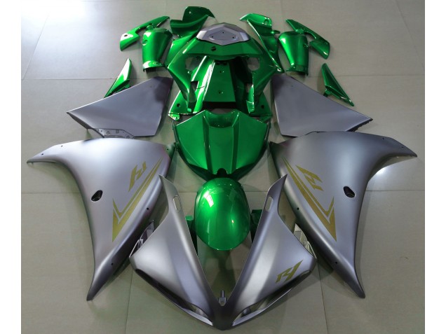 09-11 Matte Silver & Green R1 Fairings 09-11 Matte Silver & Green R1 Fairings