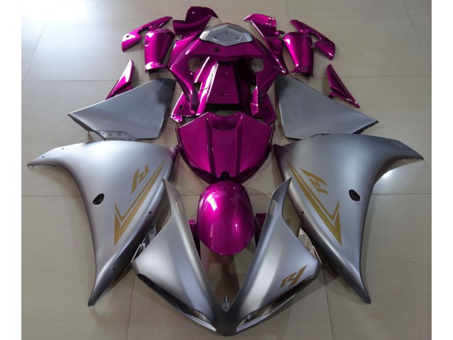 09-11 Matte Silver & Pink R1 Fairings 09-11 Matte Silver & Pink R1 Fairings