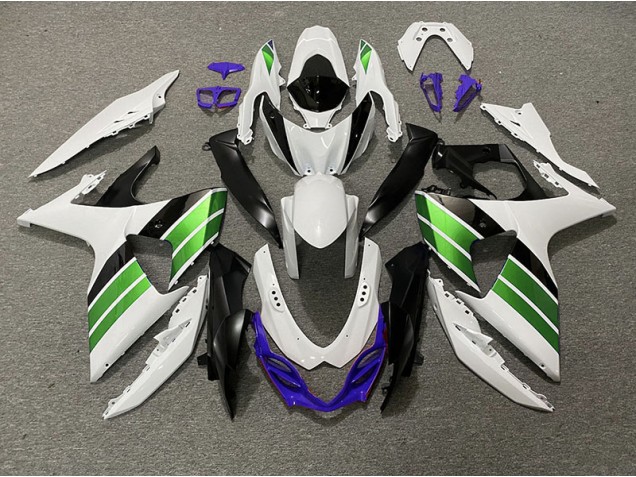 09-16 Gloss White Green Black and Purple GSXR 1000 Fairings 09-16 Gloss White Green Black and Purple GSXR 1000 Fairings