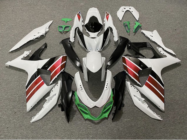 09-16 Gloss White Red Black and Green GSXR 1000 Fairings 09-16 Gloss White Red Black and Green GSXR 1000 Fairings