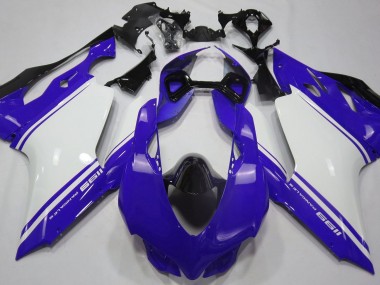 11-14 Gloss Blue White and Black Ducati 1199 Fairings