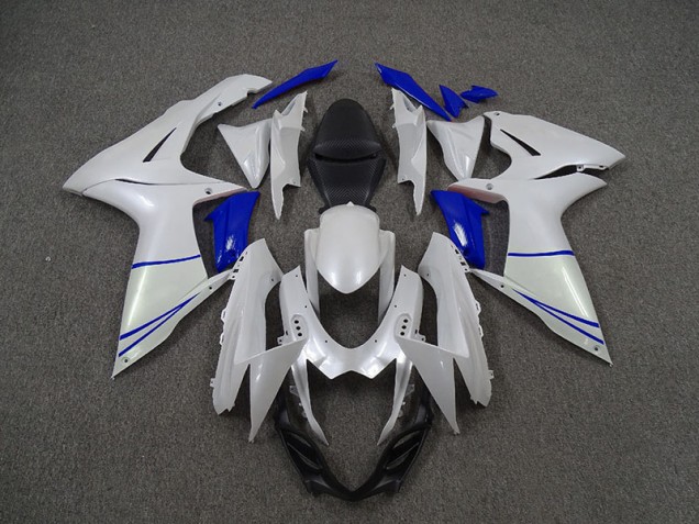 11-24 Pearl White and Dark Blue GSXR 600-750 Fairings 11-24 Pearl White and Dark Blue GSXR 600-750 Fairings