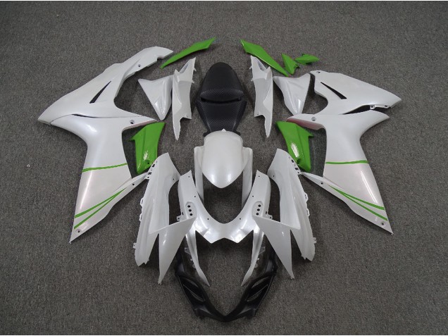 11-24 Pearl White and Green GSXR 600-750 Fairings 11-24 Pearl White and Green GSXR 600-750 Fairings
