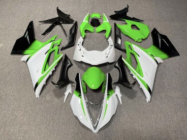 13-16 Gloss White and Green Daytona 675 Fairings
