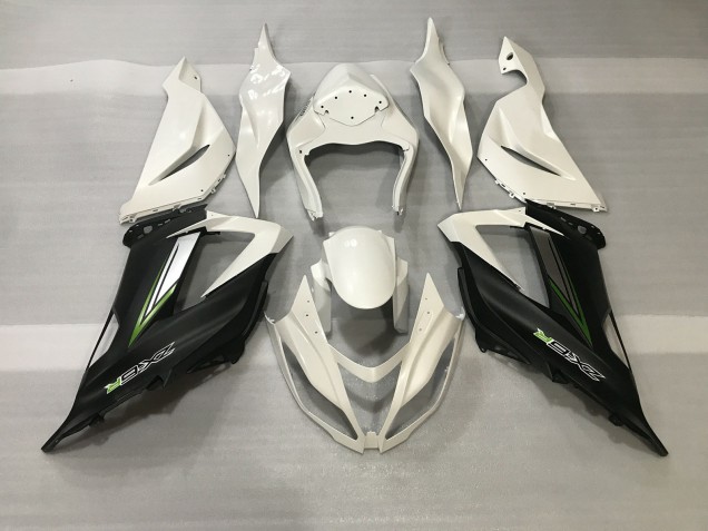 13-18 Crystal White & Satin Black ZX6R Fairings 13-18 Crystal White & Satin Black ZX6R Fairings