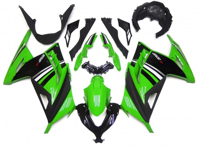13-18 Green Black and White Gloss Ninja 300 Fairings 13-18 Green Black and White Gloss Ninja 300 Fairings