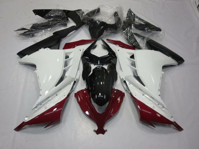 13-18 Maroon and White Ninja 300 Fairings 13-18 Maroon and White Ninja 300 Fairings