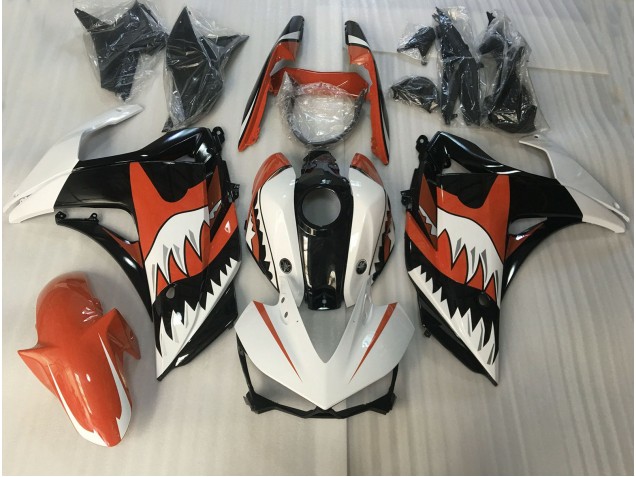 15-18 Orange and White Shark R3 Fairings 15-18 Orange and White Shark R3 Fairings