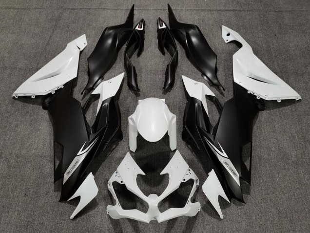 19-23 Matte Pearl White and Black ZX6R Fairings 19-23 Matte Pearl White and Black ZX6R Fairings