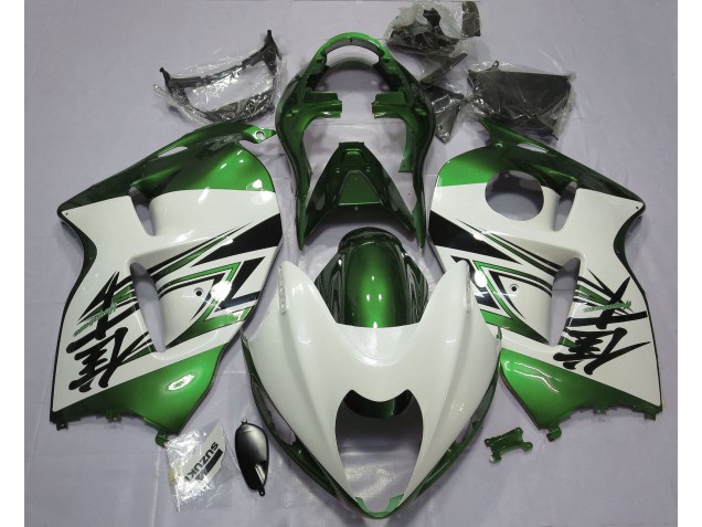 97-07 Gloss White & Green GSXR 1300 Hayabusa Fairings 97-07 Gloss White & Green GSXR 1300 Hayabusa Fairings