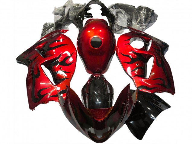 97-07 Red & Black Flame GSXR 1300 Hayabusa Fairings 97-07 Red & Black Flame GSXR 1300 Hayabusa Fairings